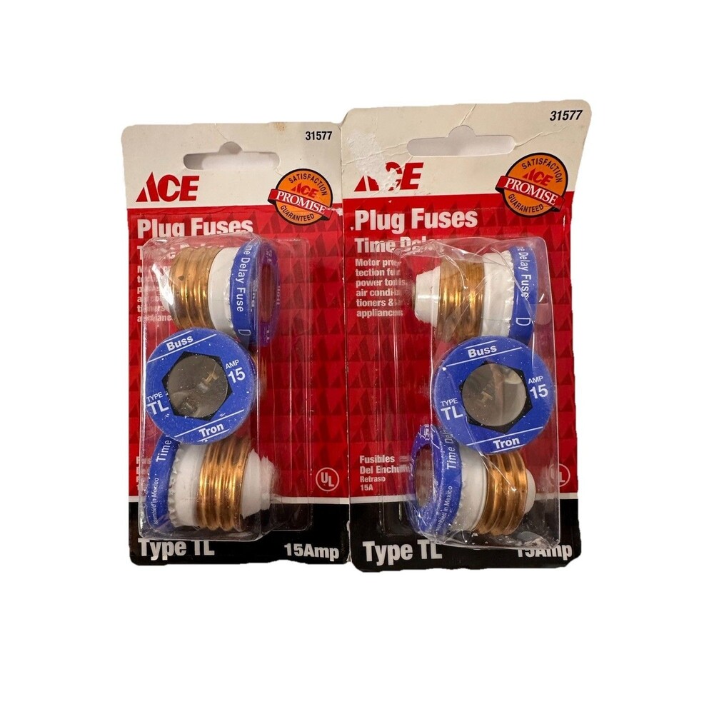 ACE Buss Plug Fuses Time Delay Type TL 15 Amp Lot Of 6 New